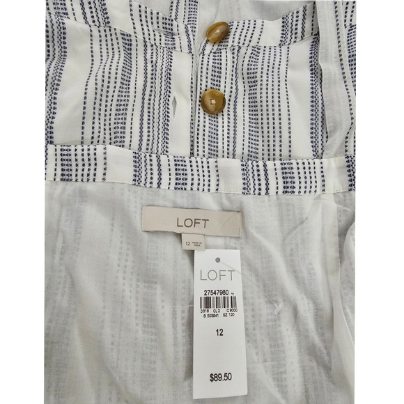 Girly Loft White Blue Striped Fit Waist Front Button Strapy Dress - Picture 7 of 8